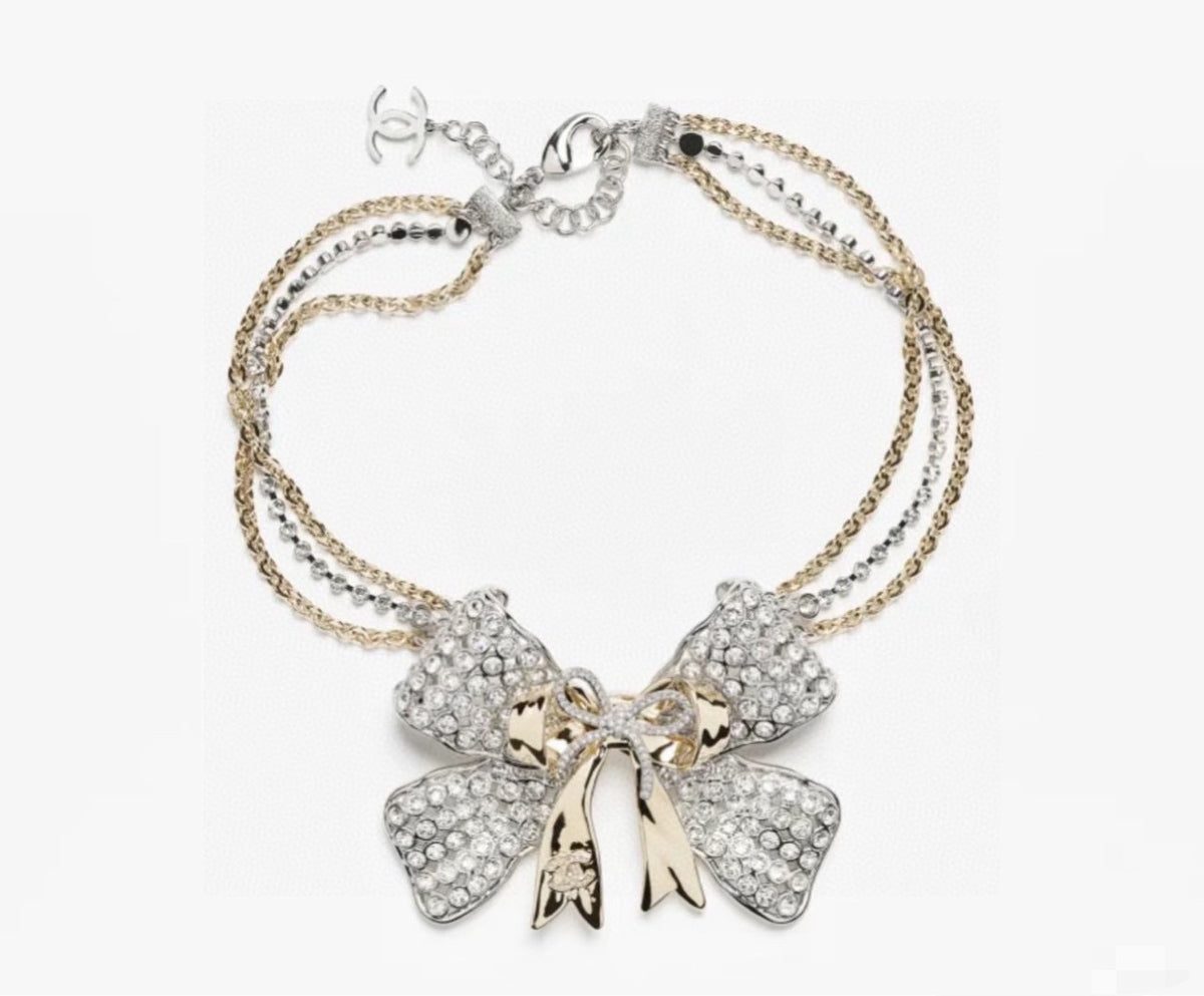 Bow Crystal-Accent Pendant Necklace – Design 004 main product view