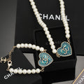 Double-C Emblem Bracelet in Polished Metal-Tone – Pearl Detail – Design 004 main product view