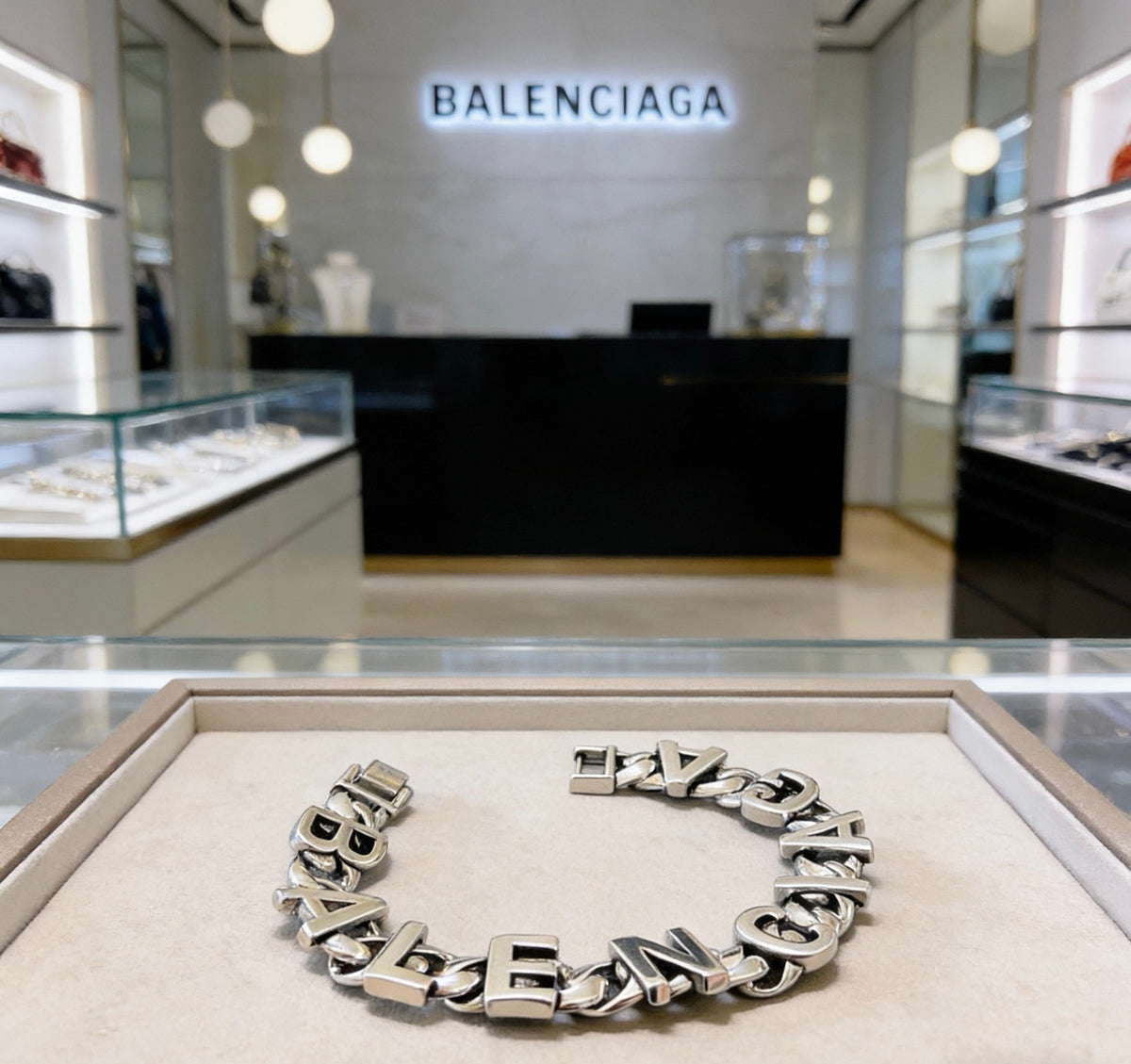 Geometric Emblem Bracelet in Polished Metal-Tone – Design 073 styled product view