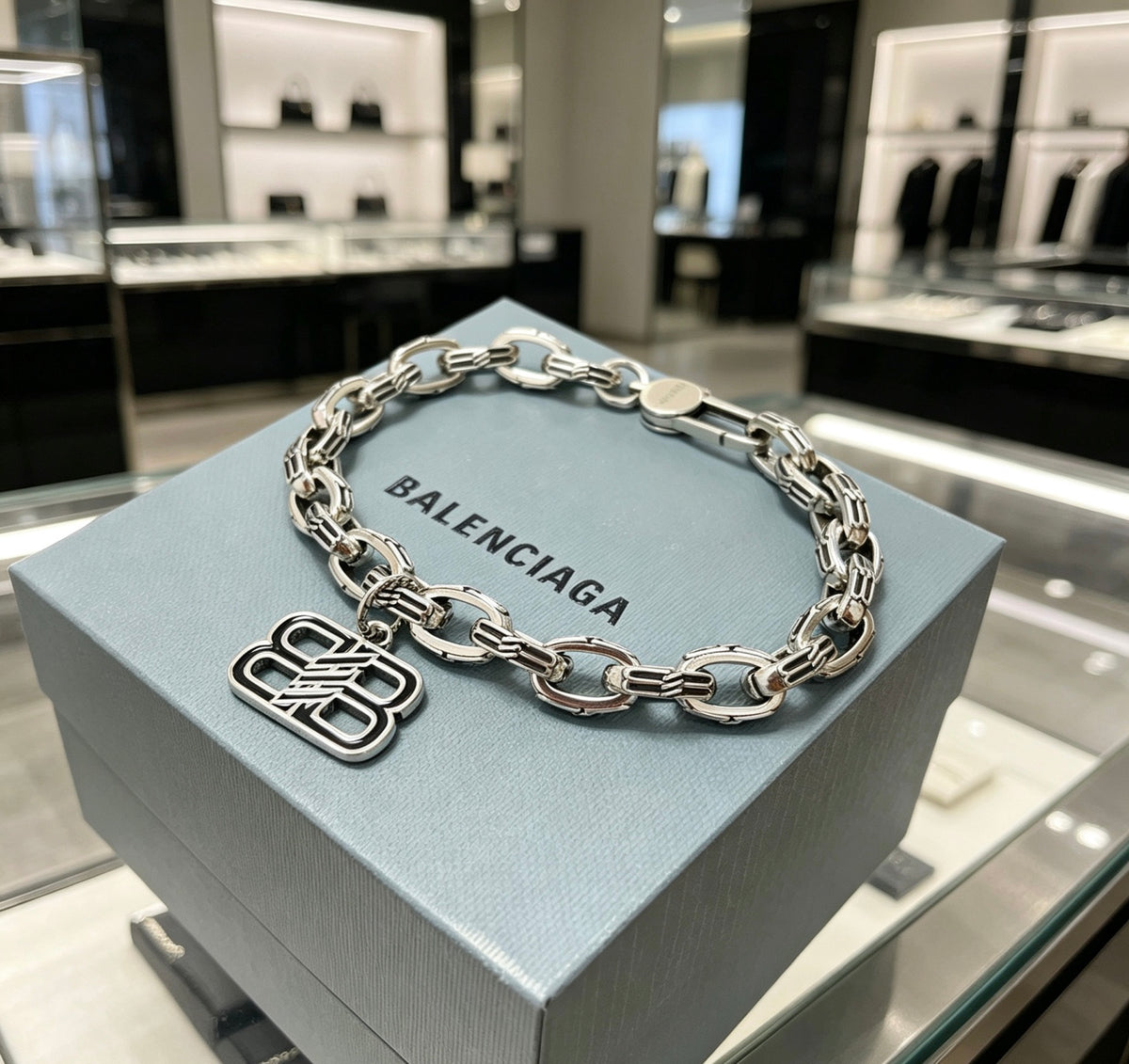 Geometric Emblem Bracelet in Polished Metal-Tone – Design 072 front product view