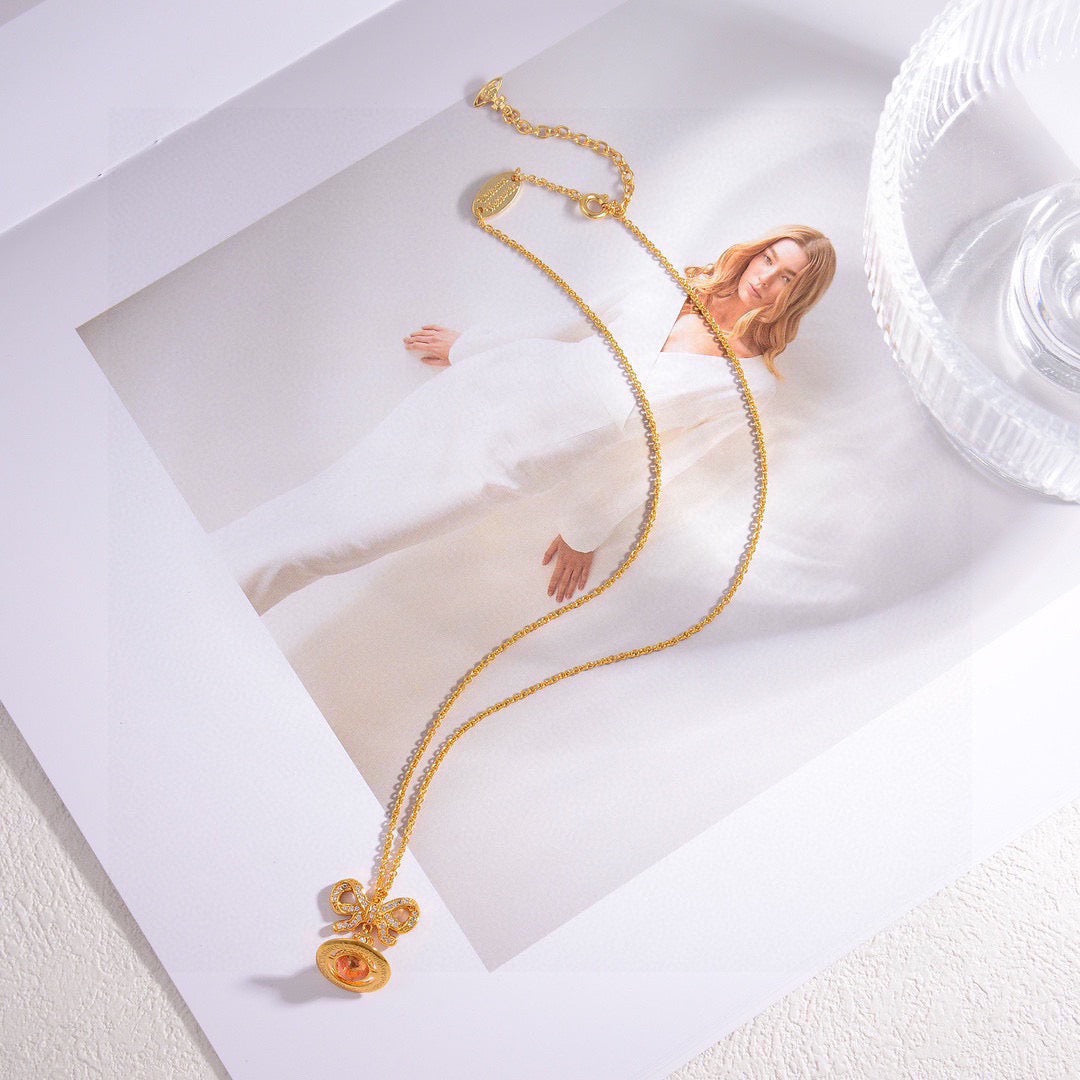 Orb Pendant Necklace in Polished Metal-Tone – Design 067 main product view