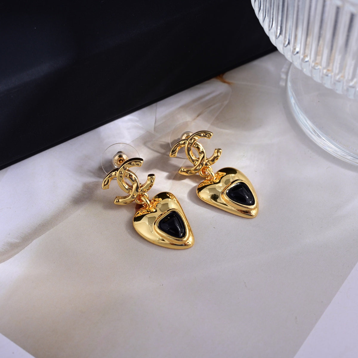 Signature Emblem Stud Earrings in Polished Metal-Tone – Design 127 close-up detail