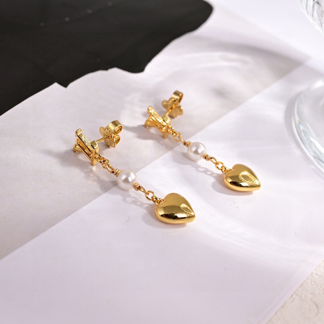 Geometric Emblem Stud Earrings in Polished Metal-Tone – Design 049 styled product view