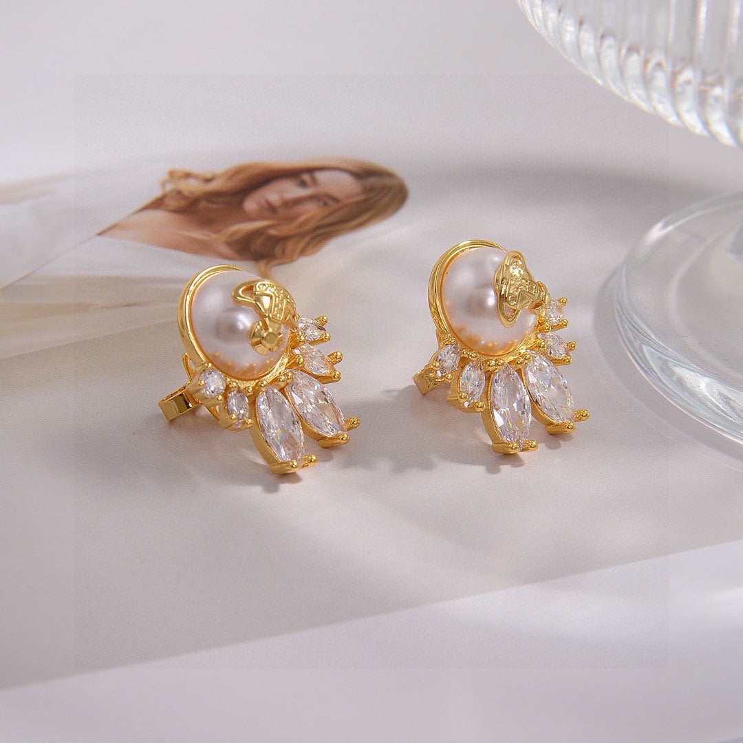 Orb Stud Earrings in Polished Metal-Tone – Design 020 close-up detail