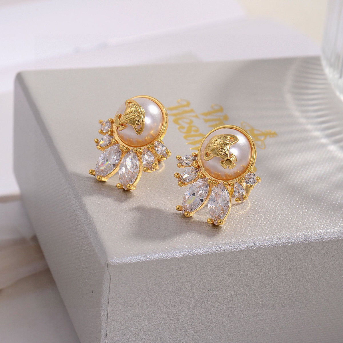 Orb Stud Earrings in Polished Metal-Tone – Design 020 main product view