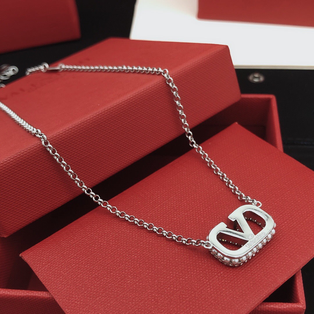 Signature Emblem Pendant Necklace in Gold-Tone – Design 06 detail view