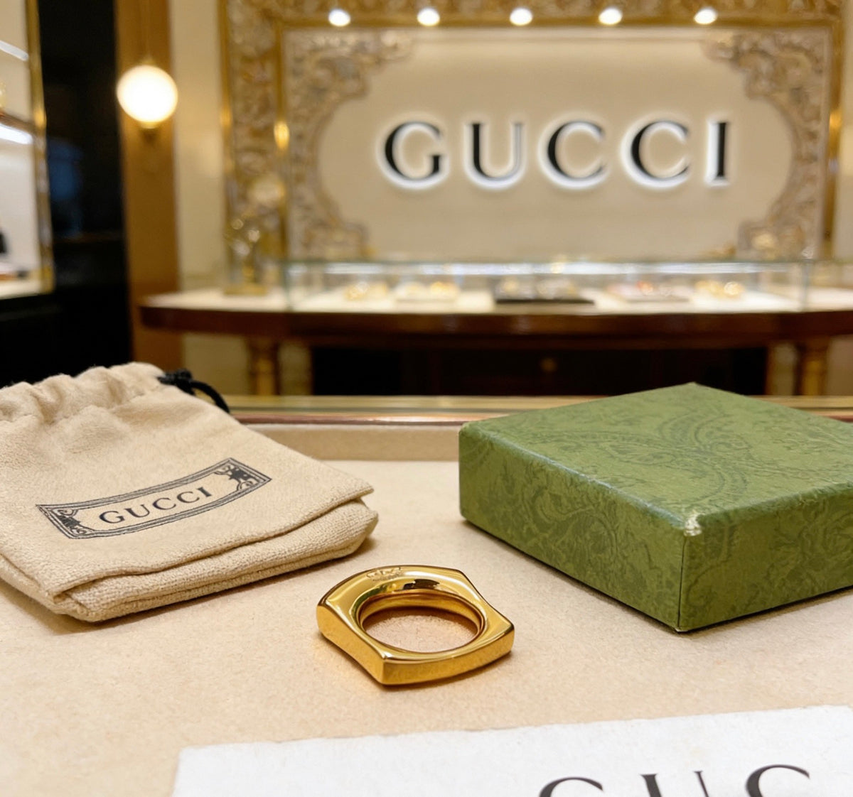 Double-G Emblem Statement Ring in Polished Metal-Tone – Design 013 main product view