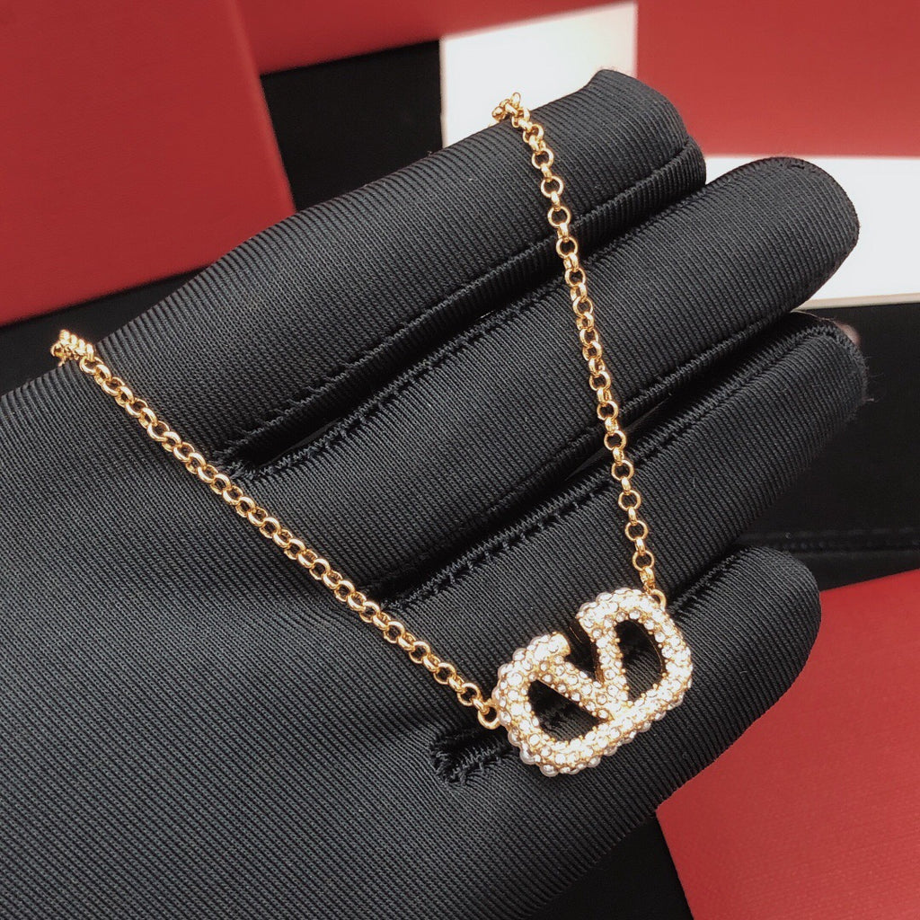 Signature Emblem Pendant Necklace in Gold-Tone – Design 12 detail view