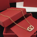 Signature Emblem Pendant Necklace in Gold-Tone – Design 04 main product view