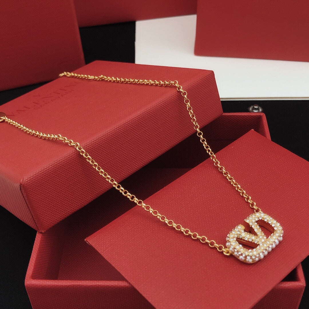 Signature Emblem Pendant Necklace in Gold-Tone – Design 12 main product view