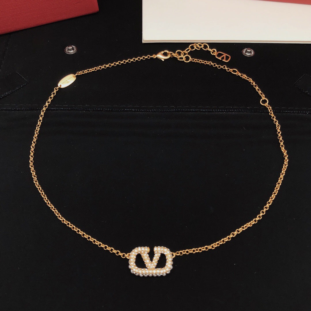 Signature Emblem Pendant Necklace in Gold-Tone – Design 04 main product view