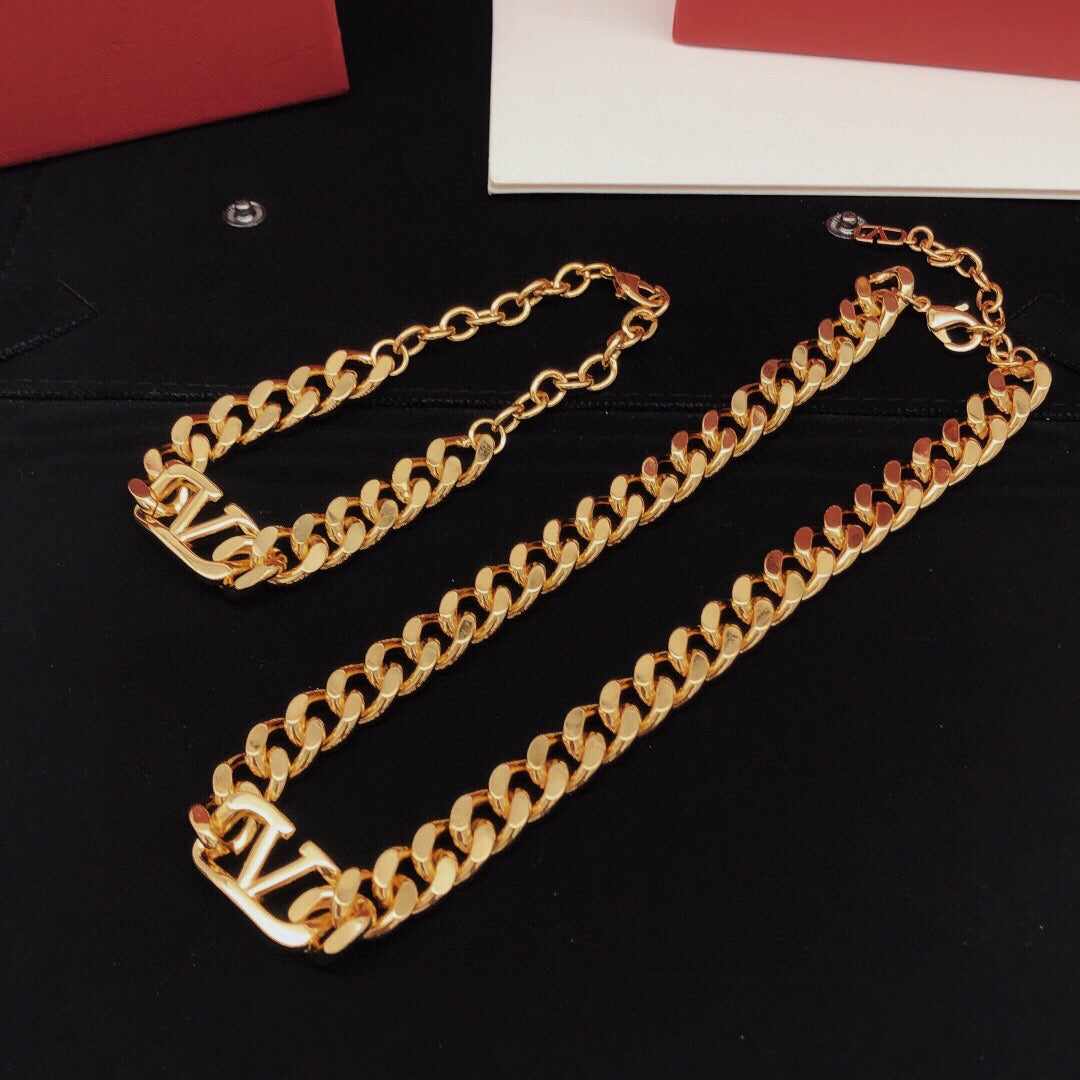 Signature Emblem Pendant Necklace in Gold-Tone – Design 03 front view