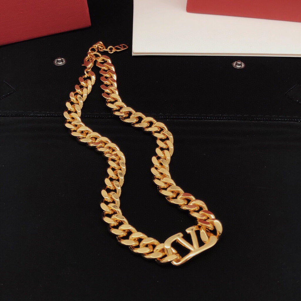 Signature Emblem Pendant Necklace in Gold-Tone – Design 11 front view