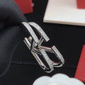 V Emblem Crystal-Accent Stud Earrings – Purple – Design 06 main product view