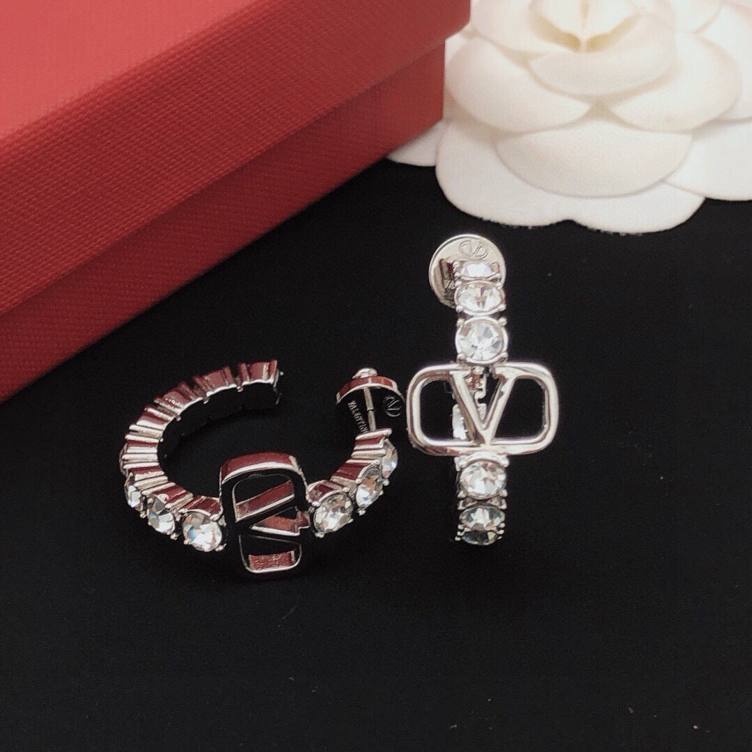 Moon Crystal-Accent Statement Earrings – Design 06 main product view