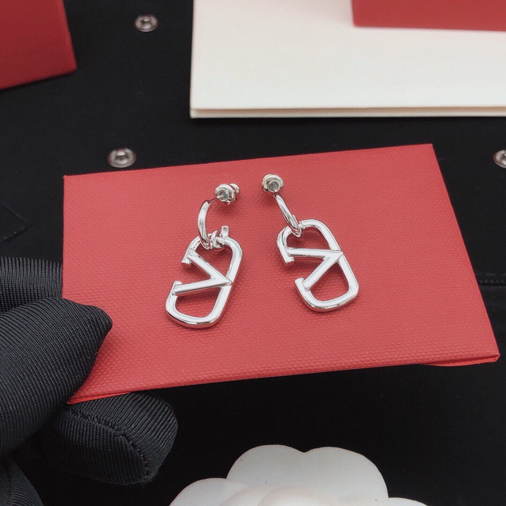 Signature Emblem Drop Earrings in Gold-Tone – Design 09 detail view