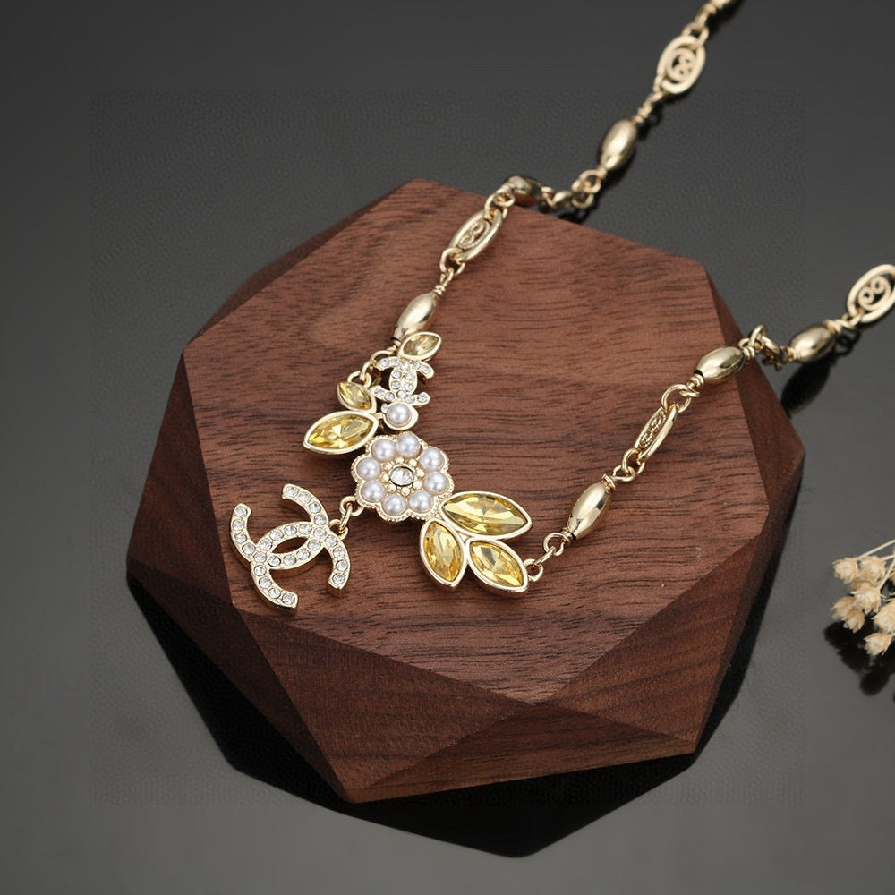 Camellia Pendant Necklace in Gold-Tone – Camellia Detail – Design 005 detail view