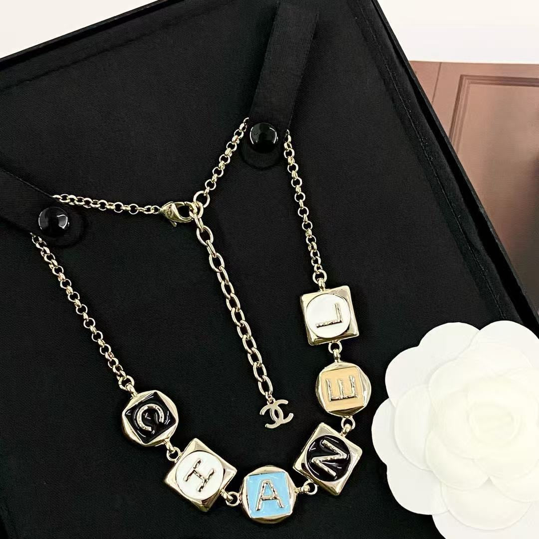 Letter Pendant Necklace in Polished Metal-Tone – Design 024 main product view