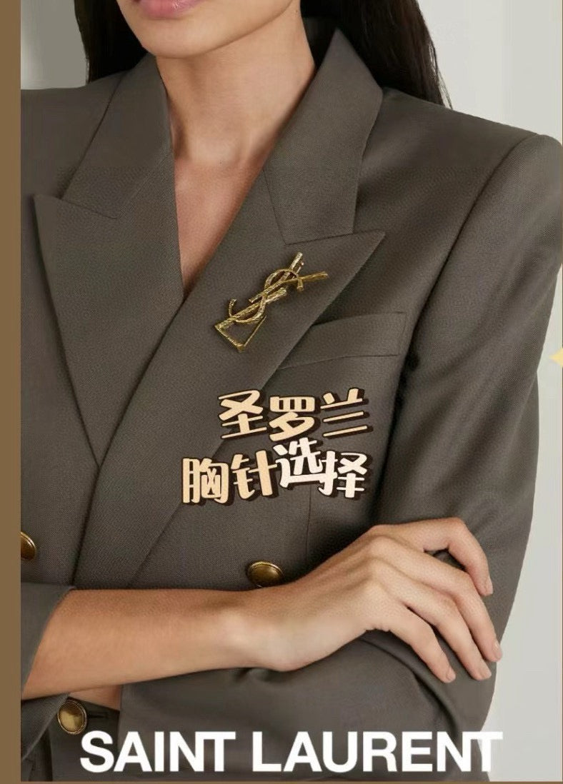 Geometric Emblem Brooch in Polished Metal-Tone – Design 006 side detail
