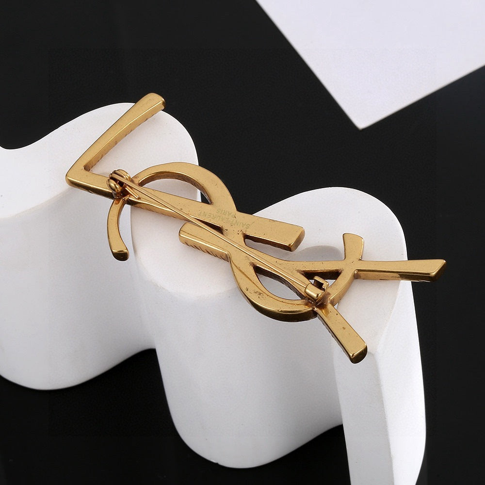 Geometric Emblem Brooch in Polished Metal-Tone – Design 006 main product view