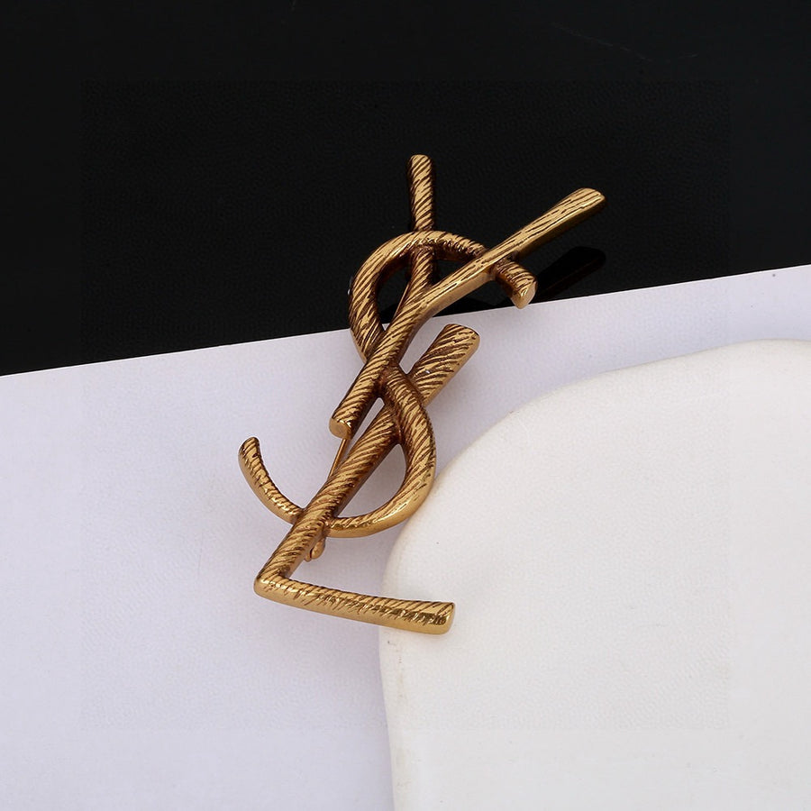 Geometric Emblem Brooch in Polished Metal-Tone – Design 016 main product view