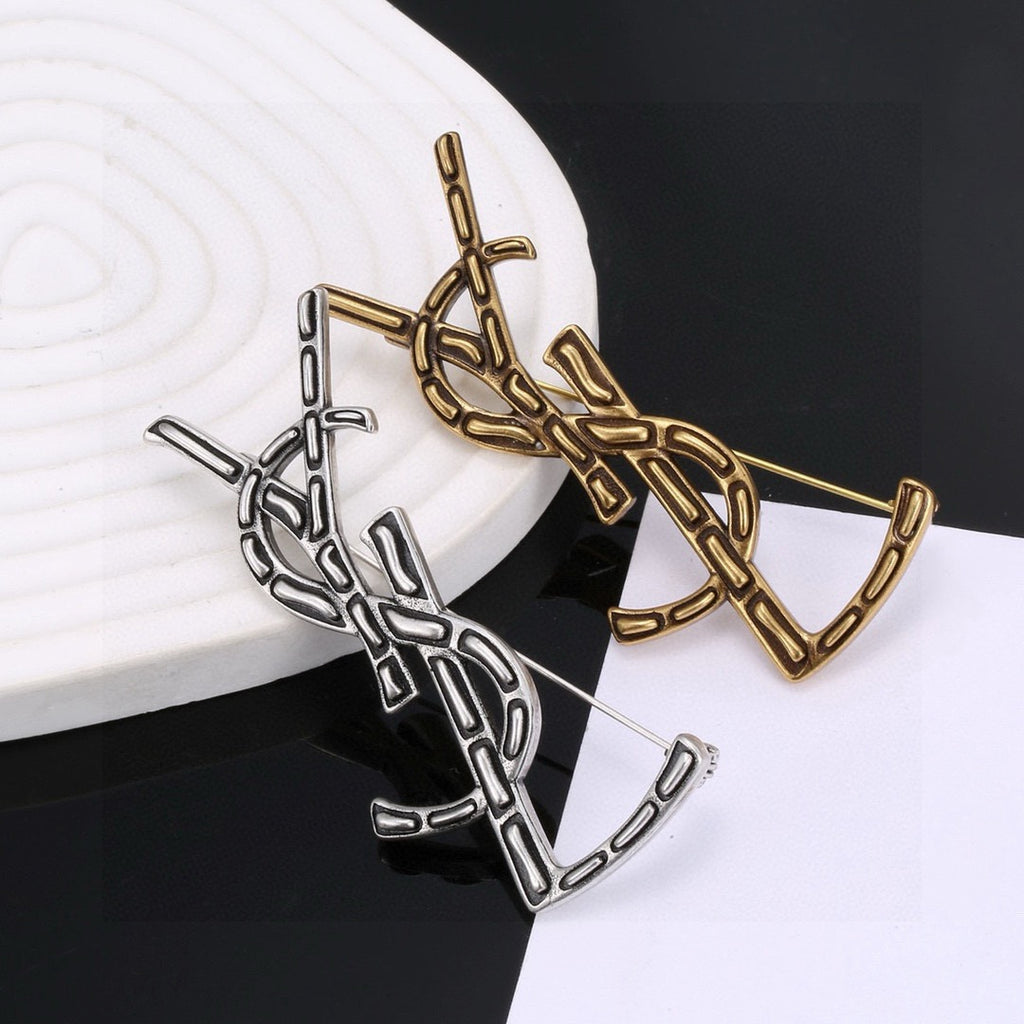 Geometric Emblem Brooch in Polished Metal-Tone – Design 005 main product view