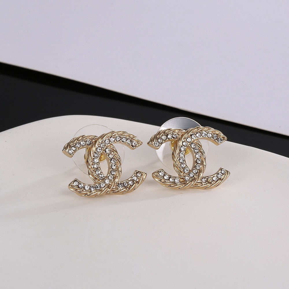Signature Emblem Stud Earrings in Gold-Tone – Design 082 main product view