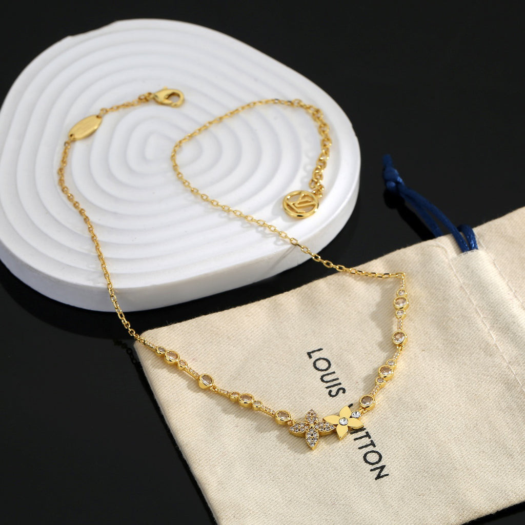 Floral Pendant Necklace in Gold-Tone – Design 001 main product view