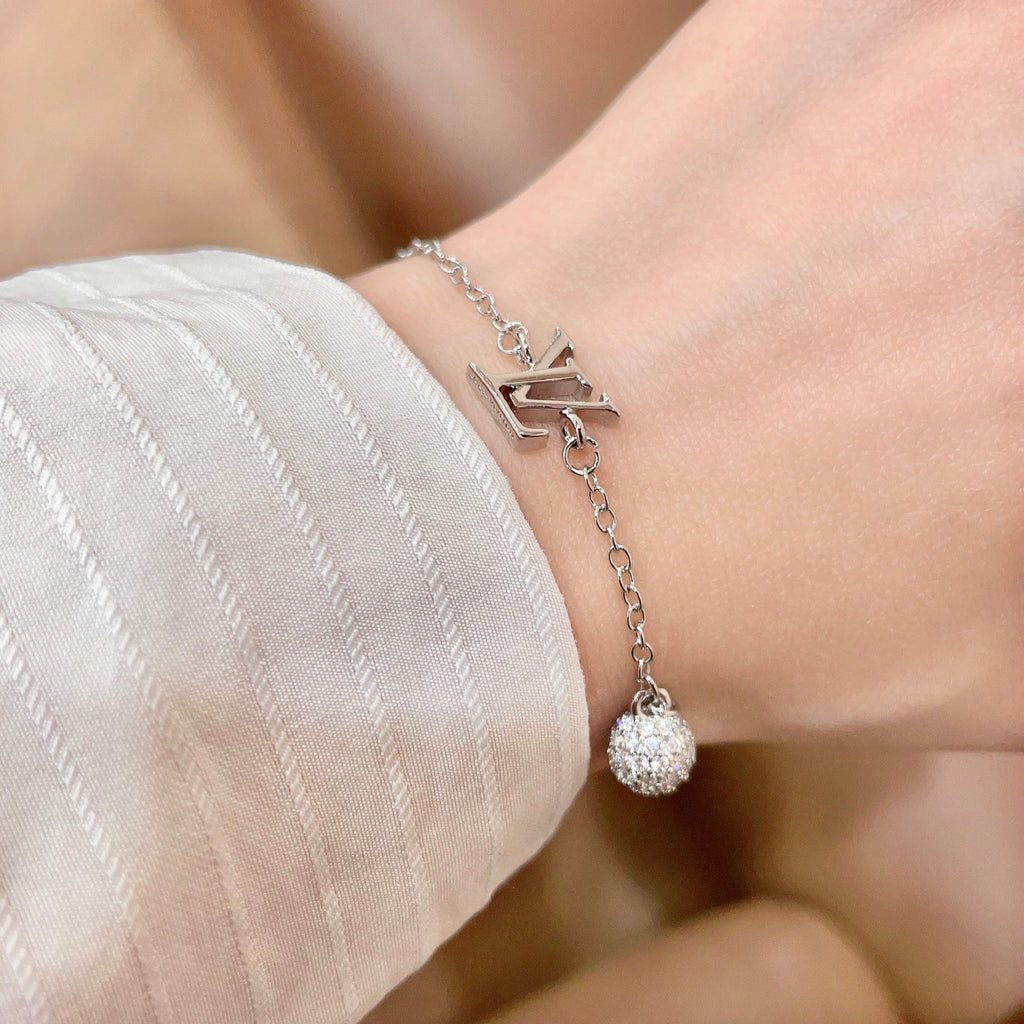 Letter Emblem Bracelet in Polished Metal-Tone – Design 010 main product view