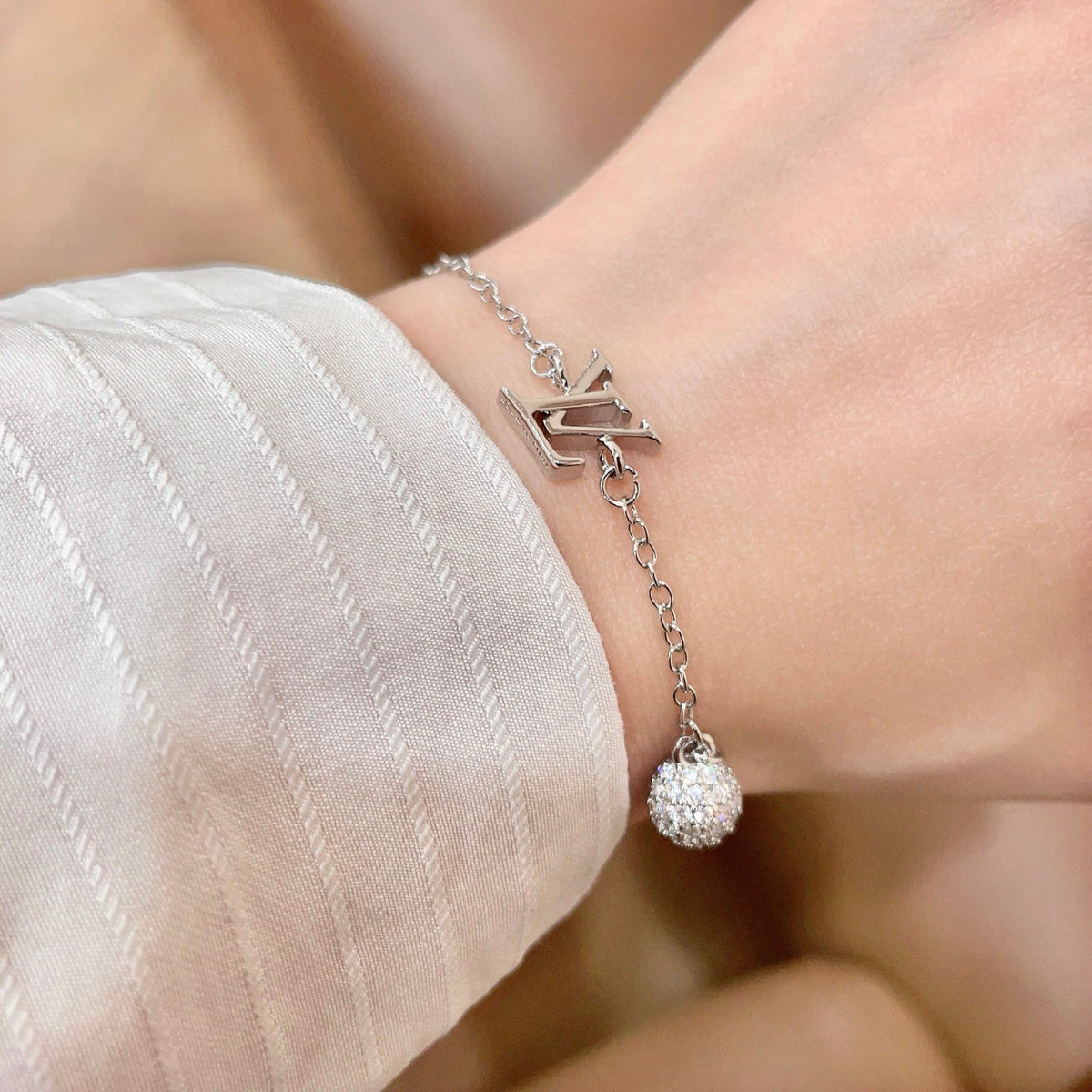 Letter Emblem Bracelet in Polished Metal-Tone – Design 042 main product view