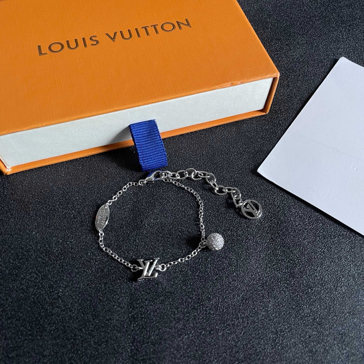 Letter Emblem Bracelet in Polished Metal-Tone – Design 046 front product view