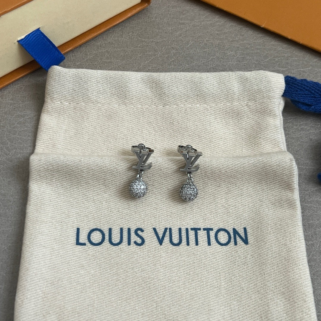 Letter Emblem Stud Earrings in Polished Metal-Tone – Design 052 detail view
