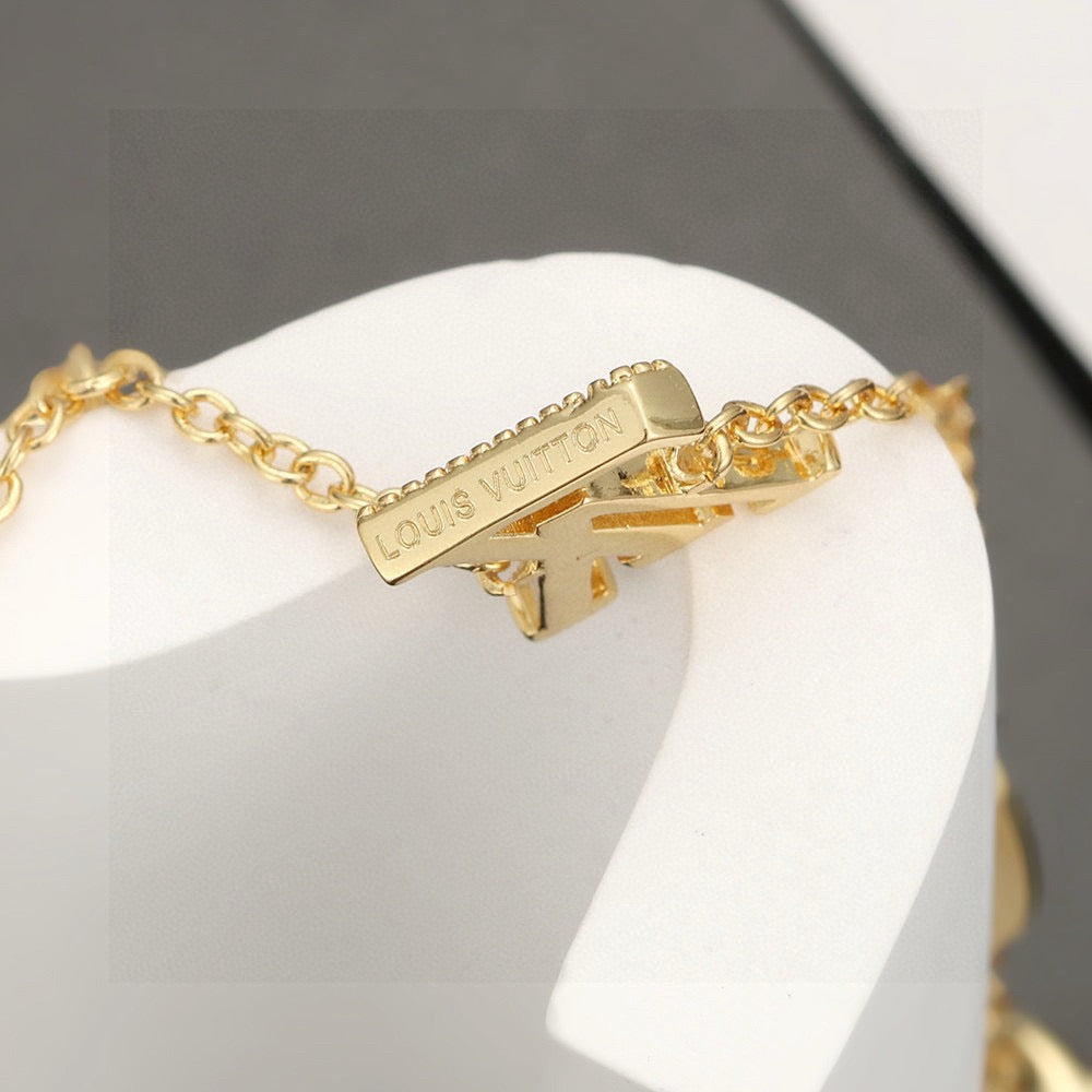 Letter Emblem Bracelet in Polished Metal-Tone – Design 045 styled product view