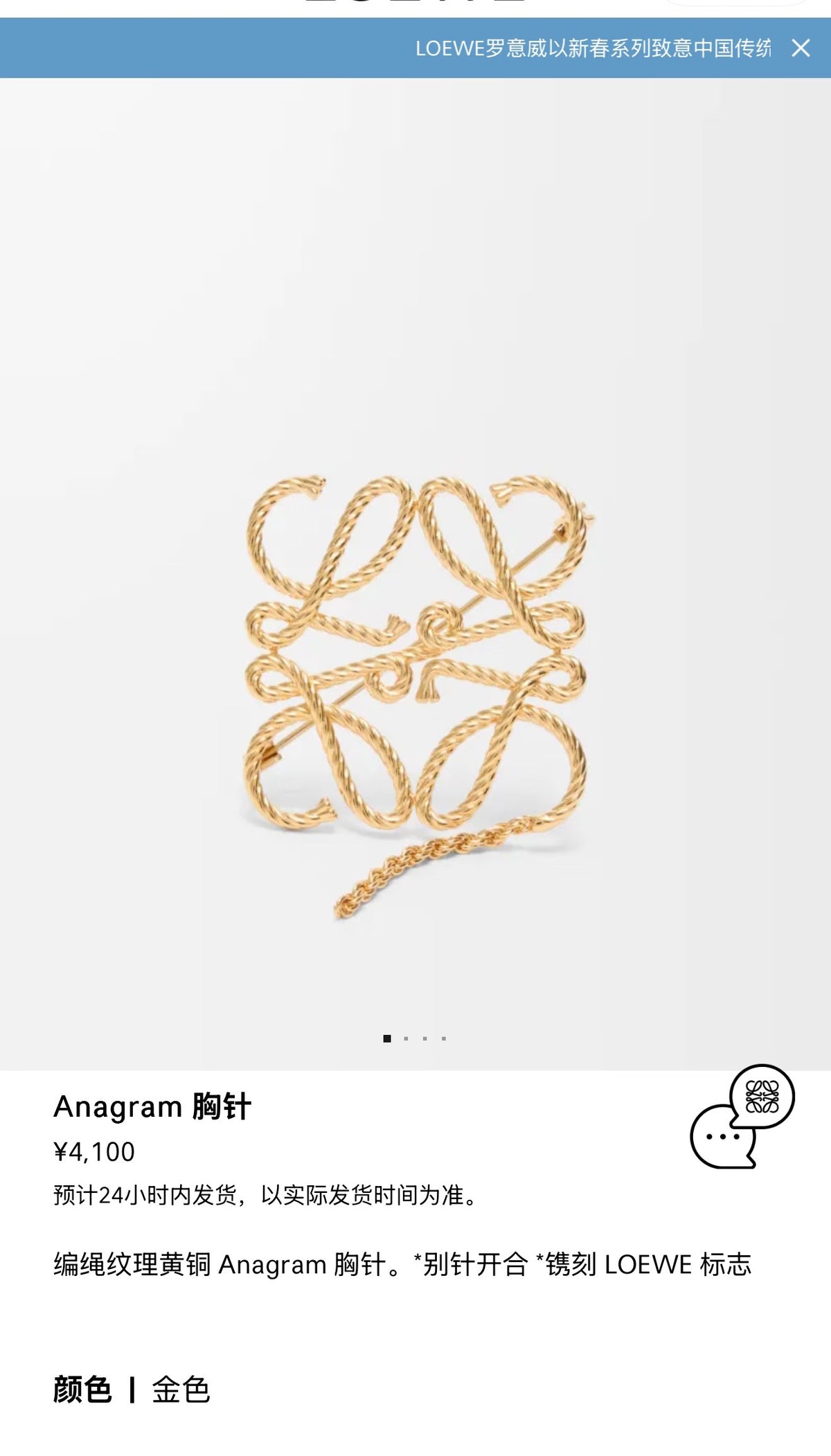 Signature Emblem Brooch in Polished Metal-Tone – Design 058 main product view