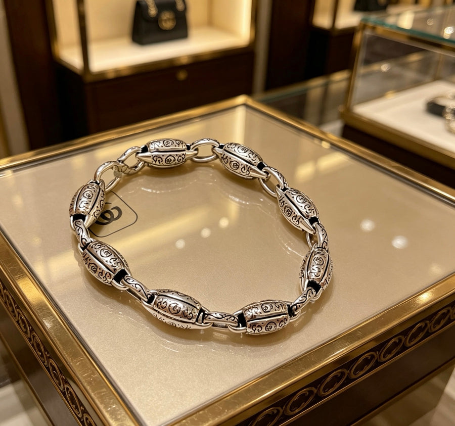 Geometric Emblem Bracelet in Polished Metal-Tone – Design 122 main product view