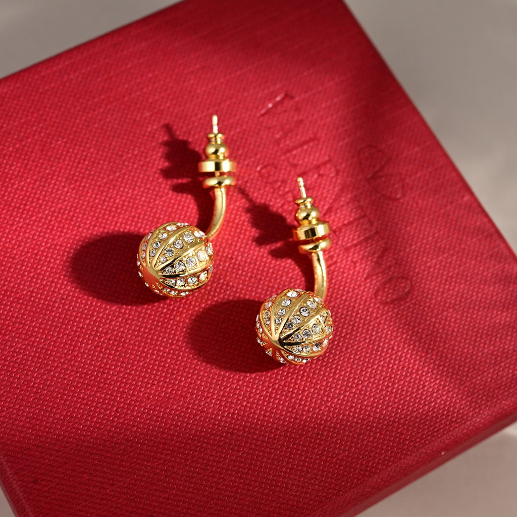 Signature Emblem Statement Earrings in Polished Metal-Tone – Design 02 styled detail