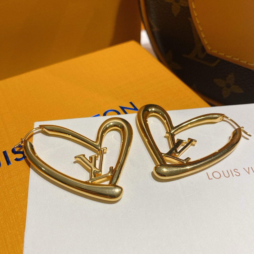 Heart Stud Earrings in Gold-Tone – Design 002 styled product view