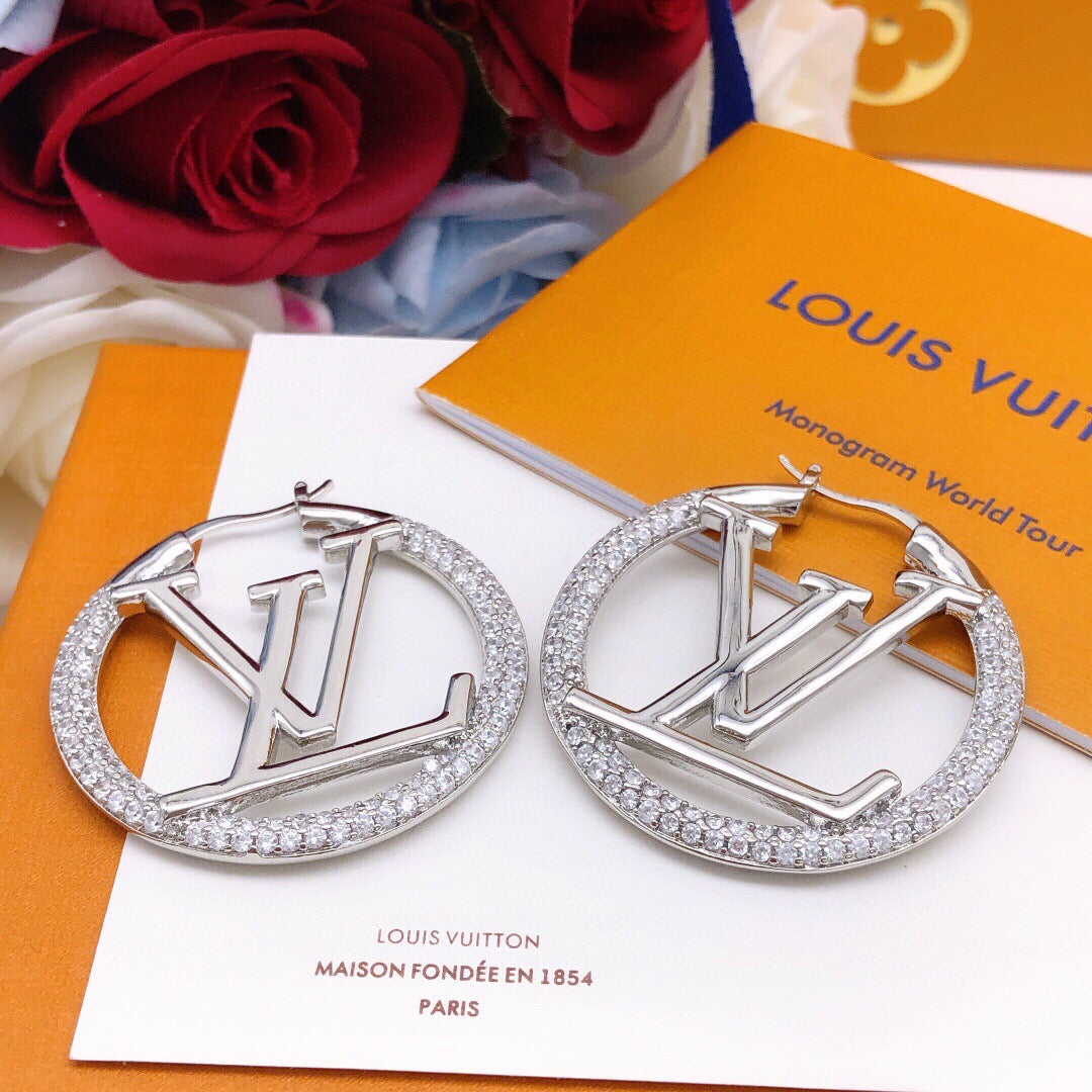 Round Statement Earrings in Silver-Tone – Silver Detail – Design 003 styled product view