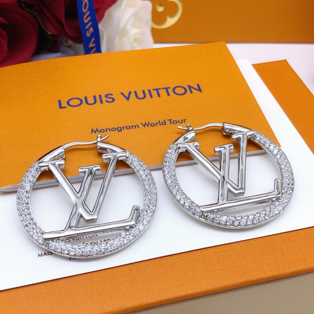 Round Statement Earrings in Silver-Tone – Silver Detail – Design 003 side detail
