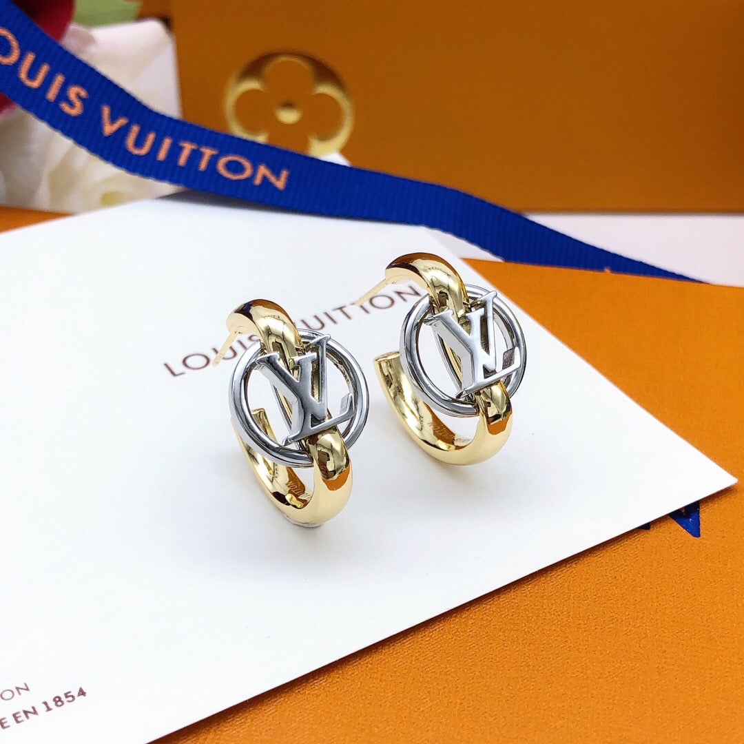 Geometric Emblem Statement Earrings in Silver-Tone – Silver Detail – Design 005 styled product view