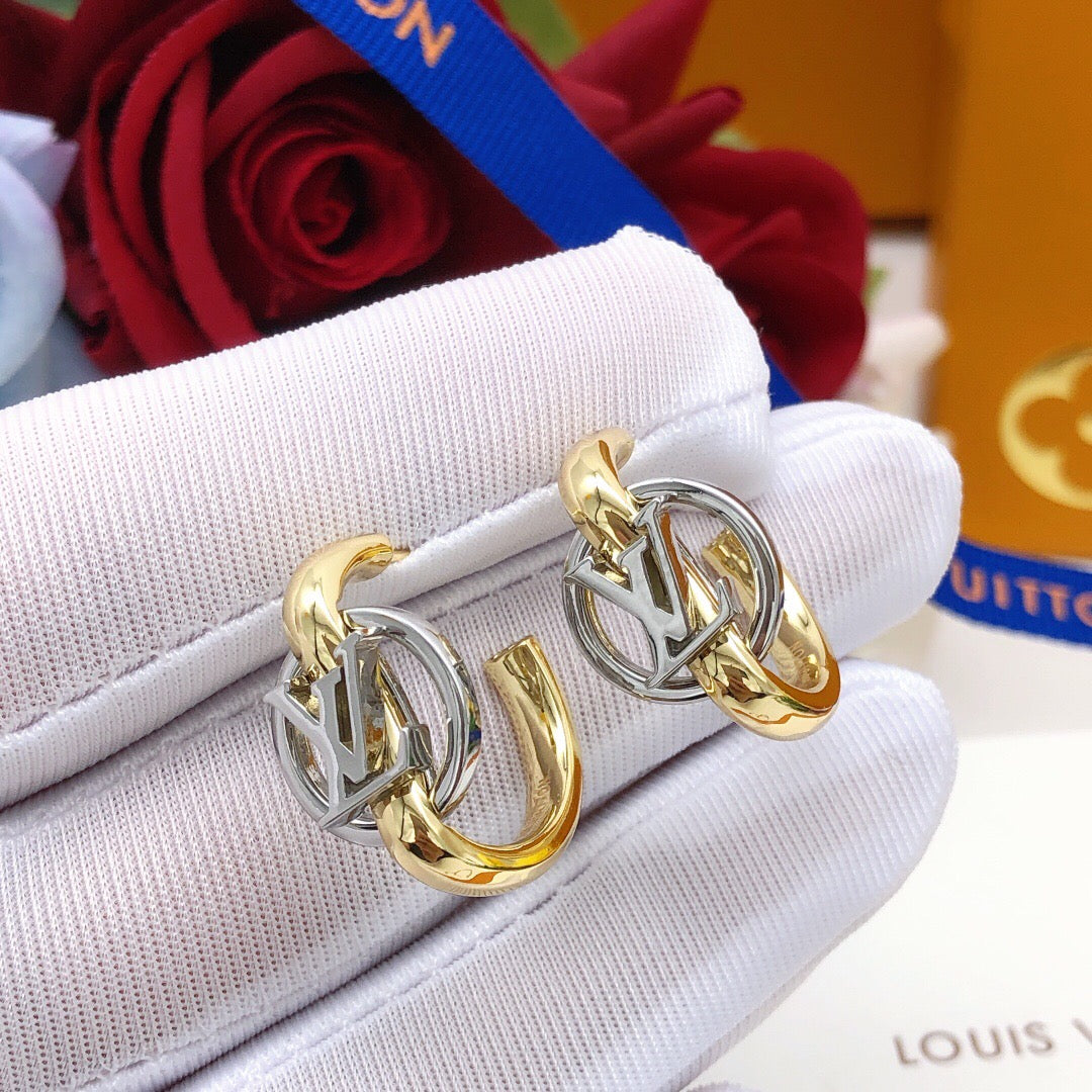 Geometric Emblem Statement Earrings in Silver-Tone – Silver Detail – Design 005 main product view