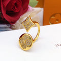 Geometric Emblem Statement Ring in Gold-Tone – Design 004 main product view