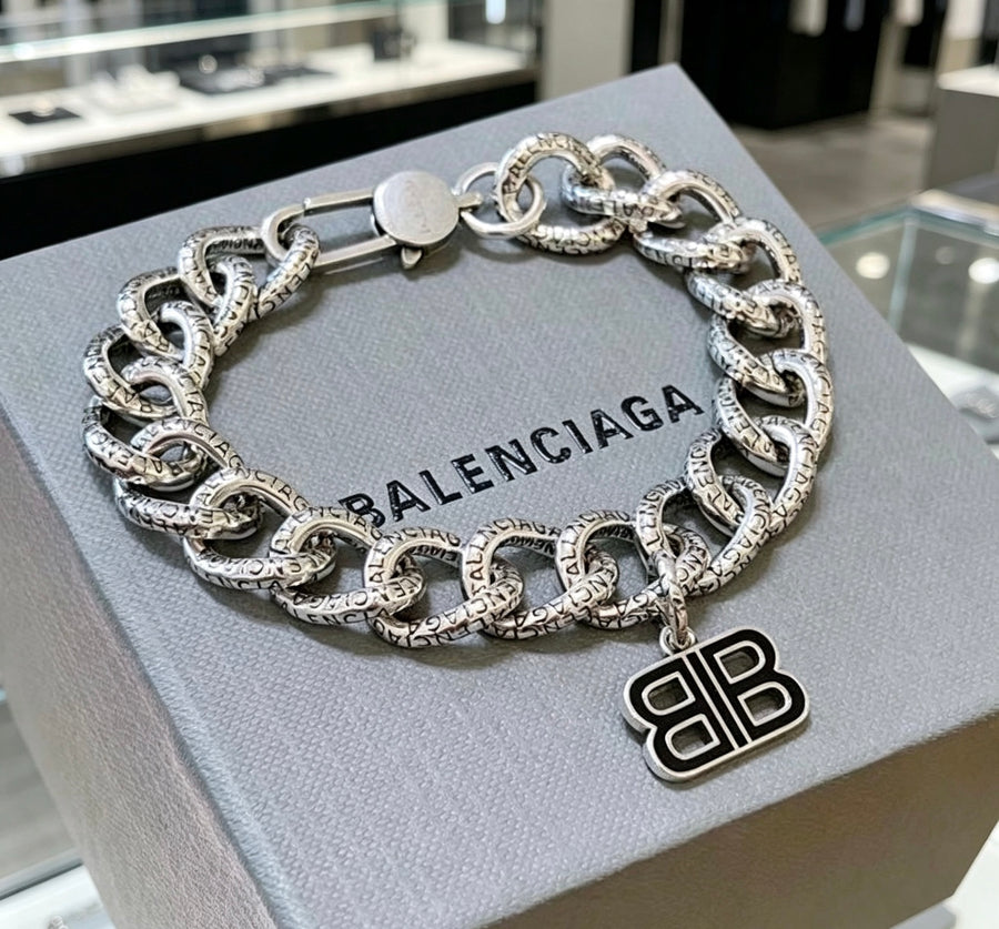 Geometric Emblem Bracelet in Polished Metal-Tone – Design 043 main product view