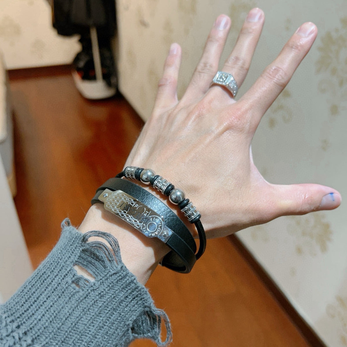 Braided Braided Bracelet in Silver-Tone – Design 003 front product view