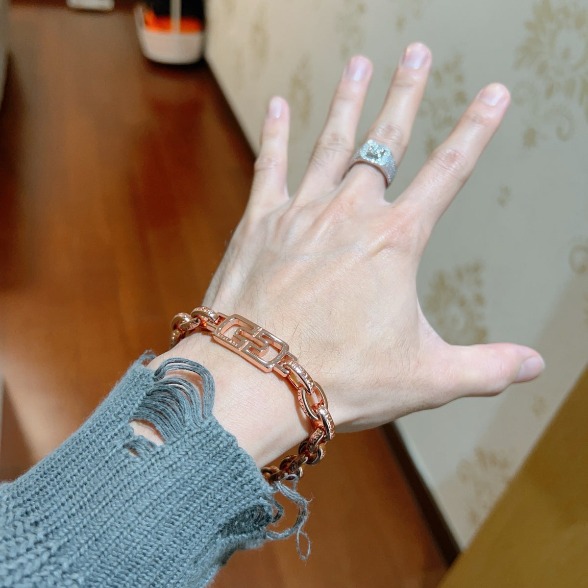 Geometric Emblem Statement Ring in Polished Metal-Tone – Design 072 main product view