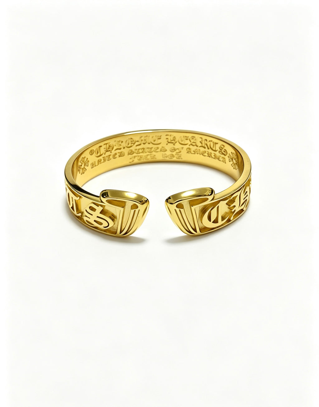 Signature Emblem Bangle in Polished Metal-Tone – Design 004 side detail
