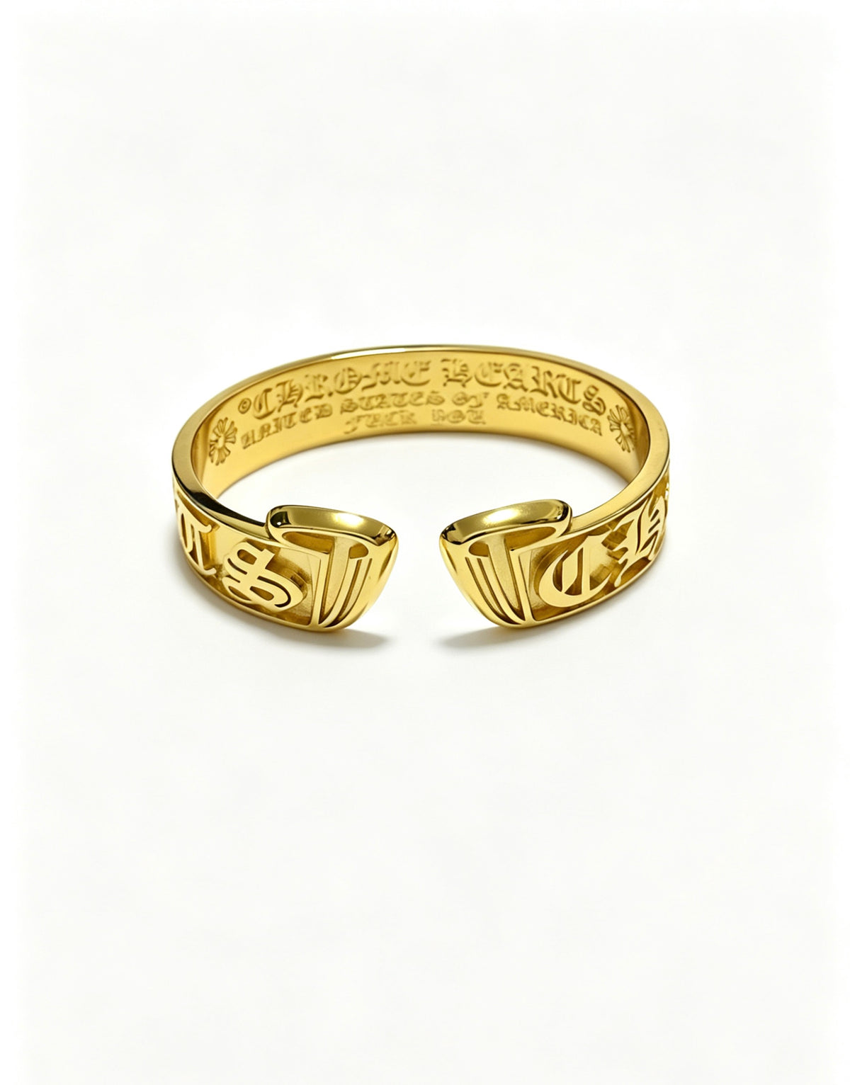 Signature Emblem Bangle in Polished Metal-Tone – Design 004 side detail