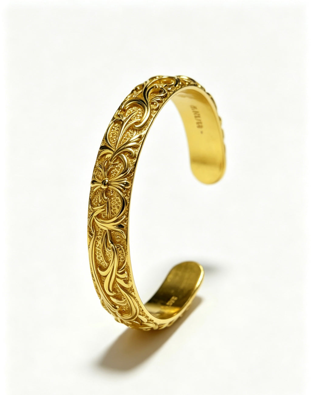 Signature Emblem Bangle in Polished Metal-Tone – Design 003 styled product view