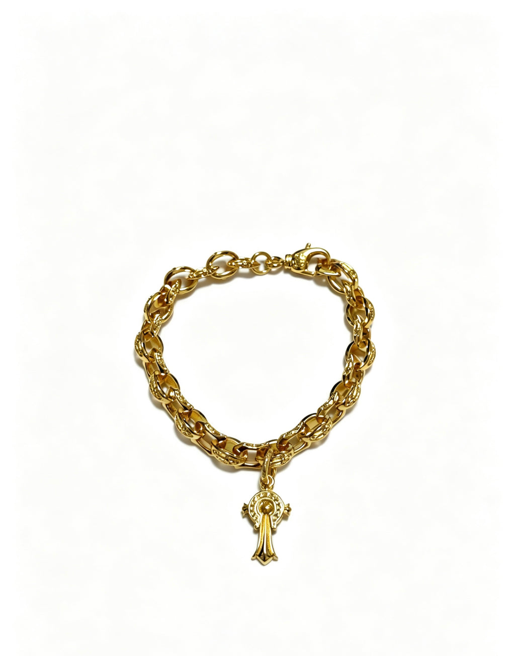 Cross Cuban-Link Bracelet in Antique Silver-Tone – Cuban Link – Design 07 main product view