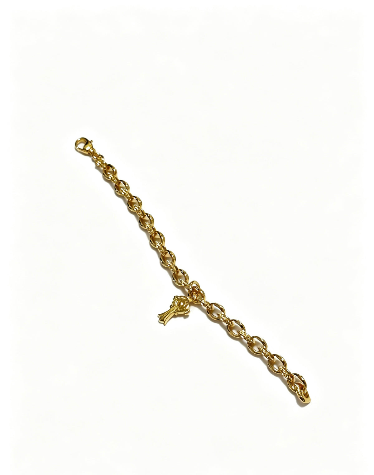 Cross Cuban-Link Bracelet in Antique Silver-Tone – Cuban Link – Design 07 front product view